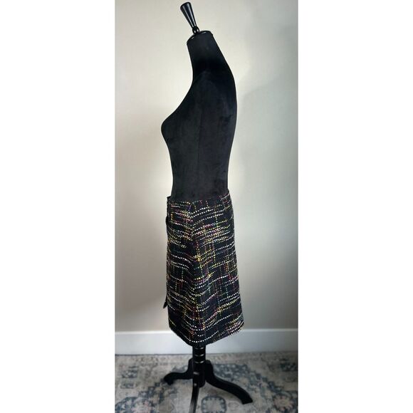 NWOT TRINA TURK Women's Black A-Line Mini Tweed Wool Button Front Skirt Size 10 - Picture 5 of 8